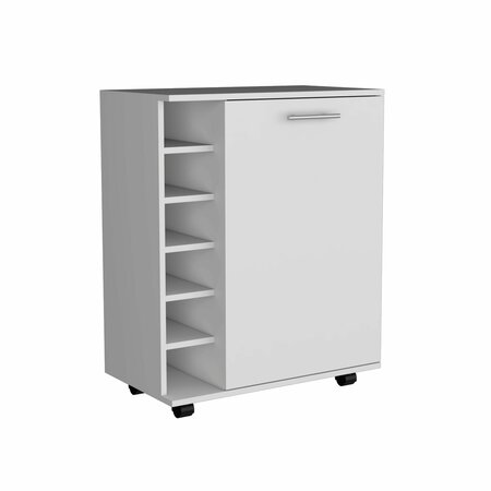 TUHOME Wick Bar Cart with Integrated Wine Storage. Spacious Cabinet and Smooth Rollers-White MLB9079